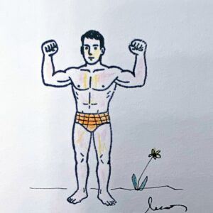 Le beau nageur en slip orange à carreaux